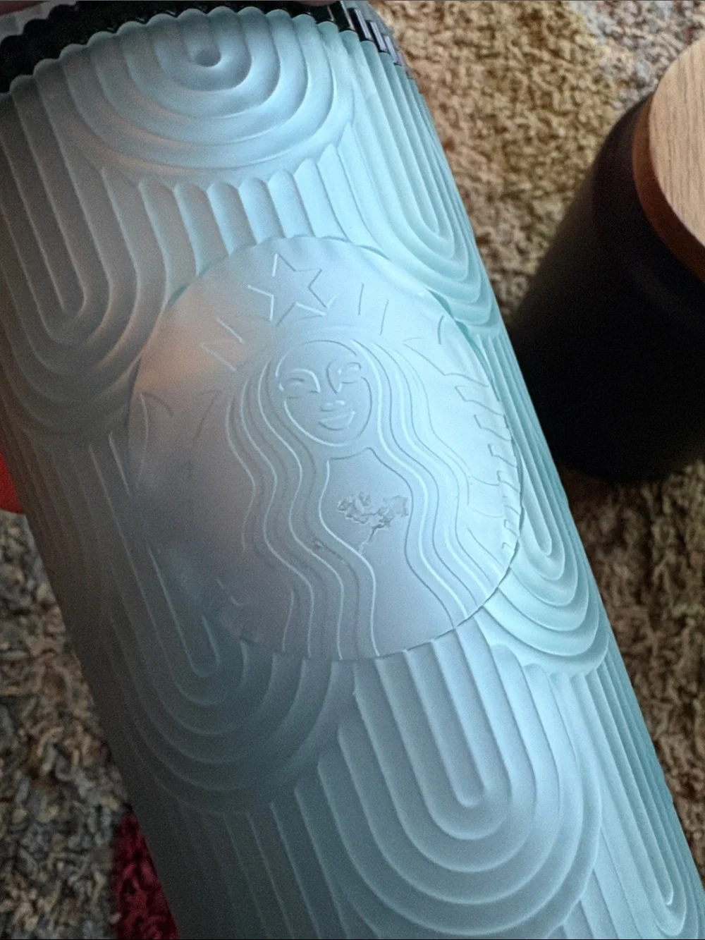 Starbucks Light Aqua Textured Travel Tumbler with Straw